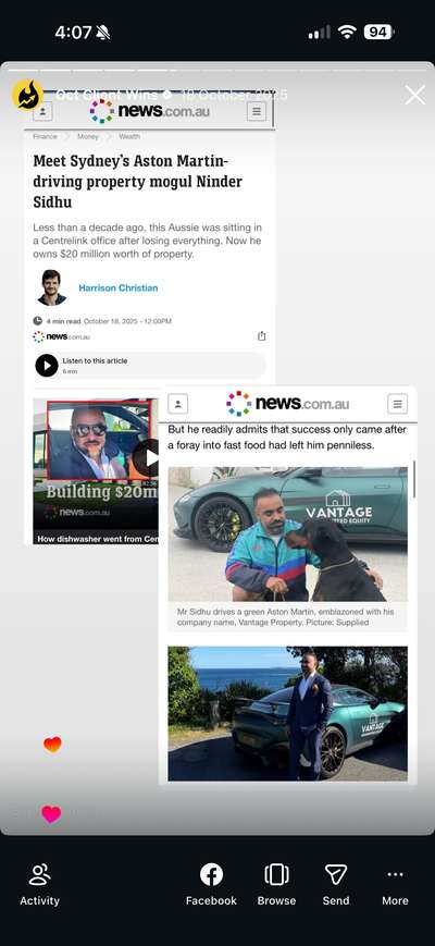 Ninder Sidhu of Vantage, a $20M empire on news.com.au. The full news.com.au feature, how a dishwasher went from Centrelink to a $20 million property portfolio.